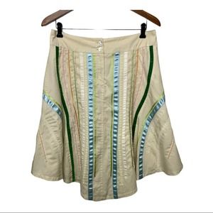 OILILY Ribbon Trimmed Tampala Skirt Cream NWT 38